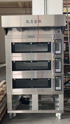 فر عرشه برقی تجاری 11kw 300c سینی اجاق گاز 3 طبقه 6 سینی 18 &quot;X26&quot; US