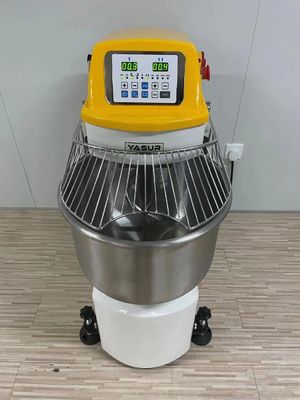 خمیر گیر مارپیچ 4.5 کیلوواتی دو سرعته دوغ میکسر استیل ضد زنگ 50 کیلویی با توری کاسه ای