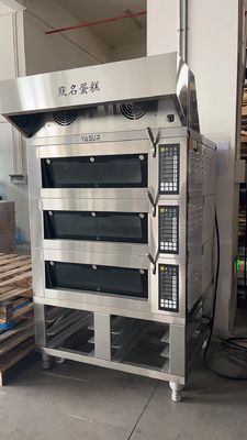 16.5kw 18x26 3 عرشه فر برقی پخت 9 سینی فر تجاری دک با بخار