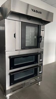 فر گازی معمولی یاسور با هوای داغ پنج سینی آمریکایی 18 &quot;X26&quot; نان کروسان دانمارکی و فر شیرینی پزی 9.5 کیلووات، همراه با بخار