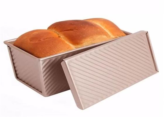 Foodservice NSF Gold Nonstick Loaf Pans آلومینیومی قلع نان تابه نان راه راه