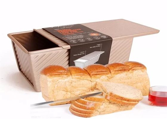 Foodservice NSF Gold Nonstick Loaf Pans آلومینیومی قلع نان تابه نان راه راه
